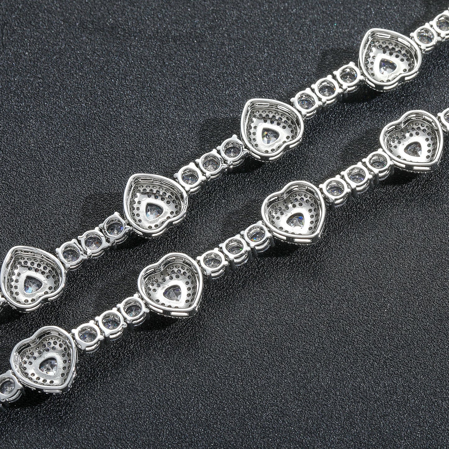 Hip Hop Light Luxury Heart Tennis Chain Cubic Zirconia Necklace for Men