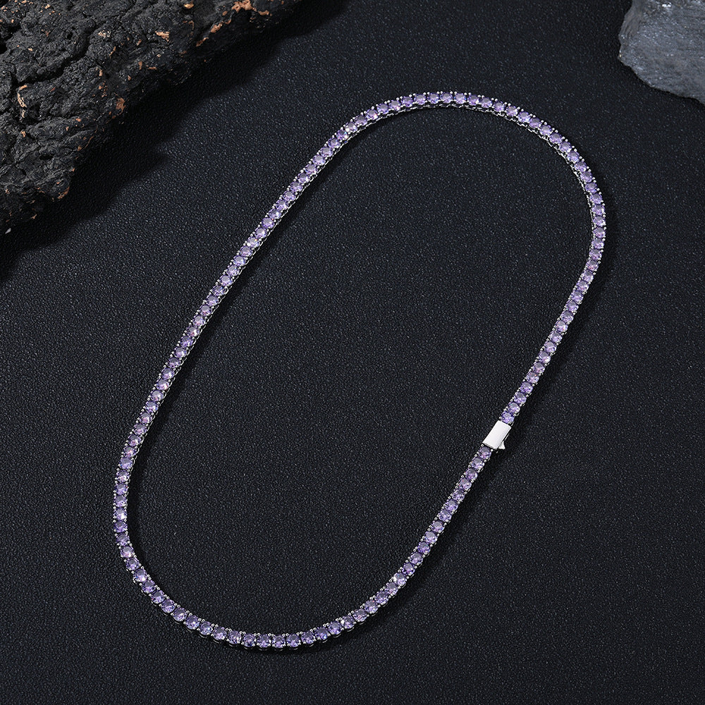 Multicolor 4mm Cubic Zirconia Tennis Chain Necklace and Bracelet, Unisex