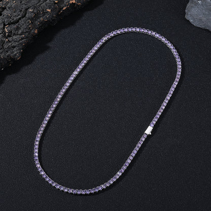 Multicolor 4mm Cubic Zirconia Tennis Chain Necklace and Bracelet, Unisex