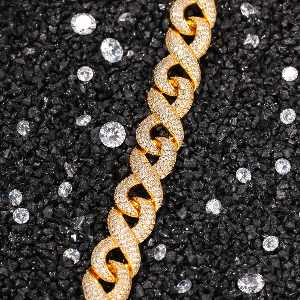 Unisex Iced Cuban Link Necklace with Cubic Zirconia in Gold or Silver Tone