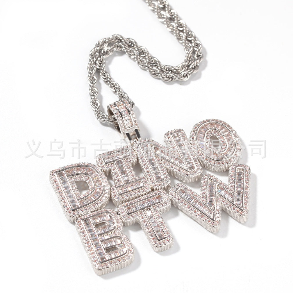 Personalized Iced Letter Necklace with Cubic Zirconia Custom Name Pendant Chain for Women & Men