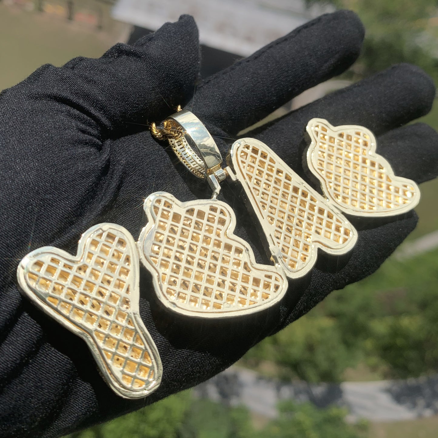 Iced Out Dad Letter Pendant Necklace for Men