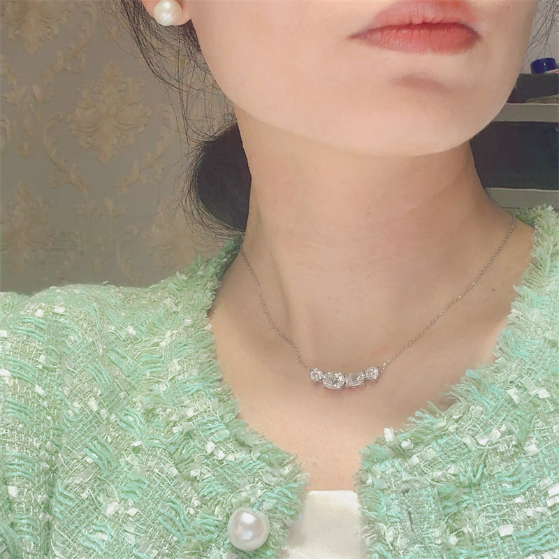 4 Carat Moissanite Necklace in 925 Silver, U Shape Multi Stone Pendant Chain for Women product image