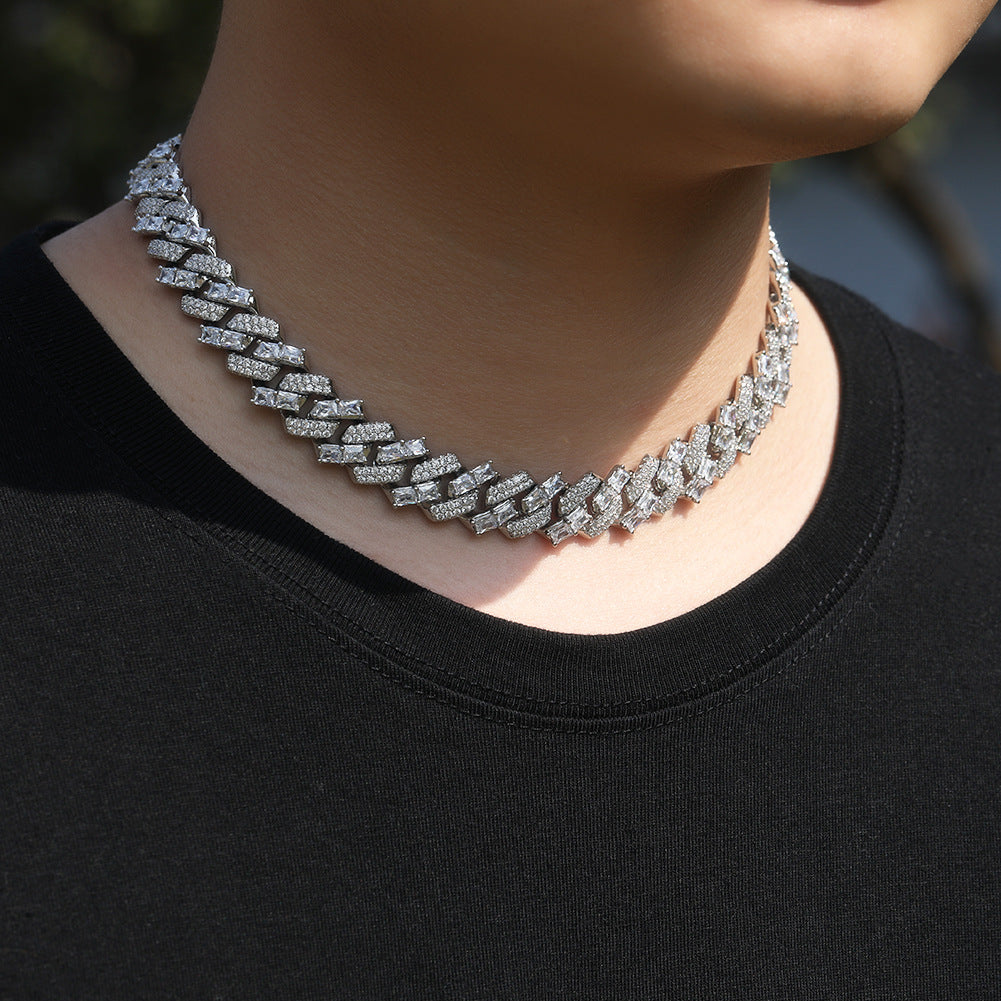 Iced Out Cubic Zirconia Line Chain Necklace Bracelet Set for Women and Men, Gold Plated or Silver Plated Statement Jewelry