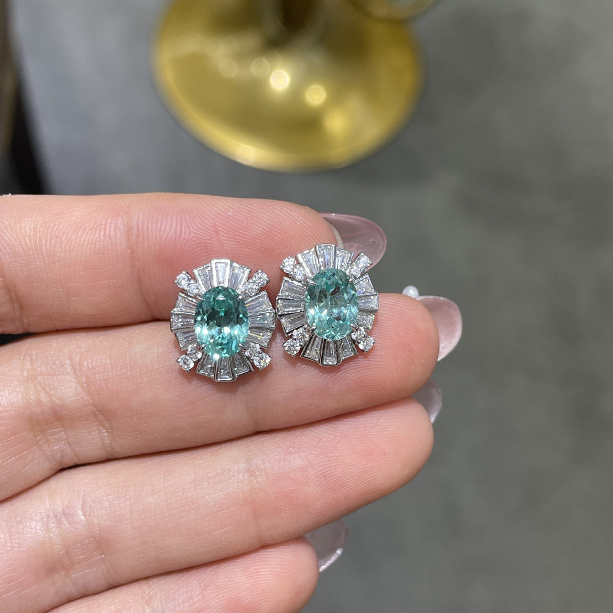 S925 Silver Post Lab-Created Paraiba Floral Stud Earrings, Petite Teal 6–8 mm Earrings for Women product image
