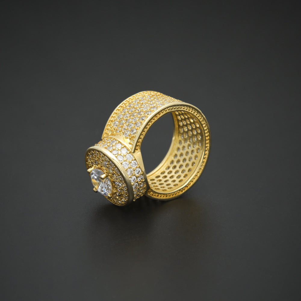 Men’s Round Cubic Zirconia Statement Ring in Gold or Silver Color product image