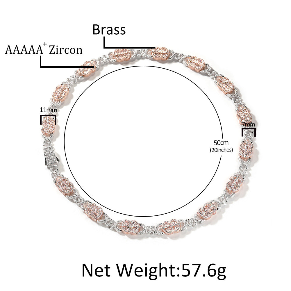Iced Line Design Chain Necklace & Bracelet Set for Women and Men – Silver & Two-Tone Cubic Zirconia Statement Jewelry