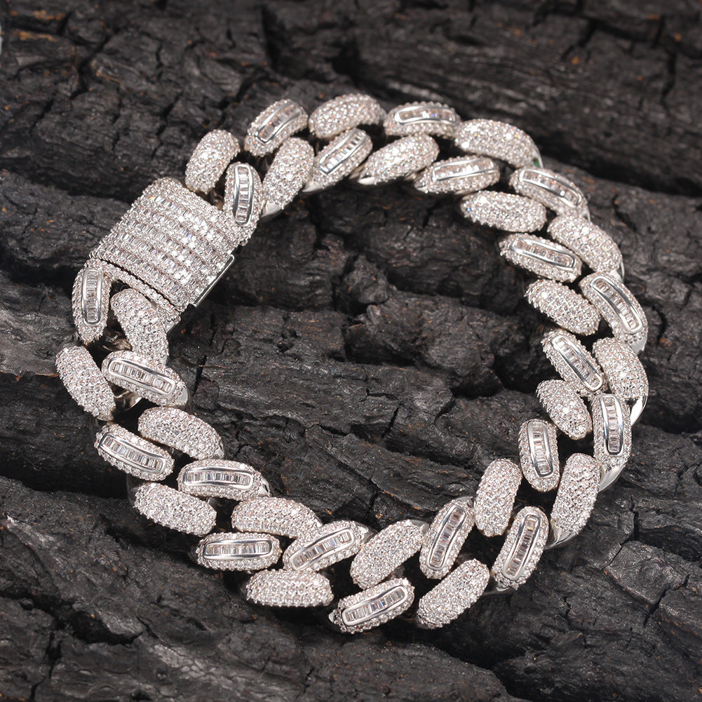 Iced Out Cuban Link Bracelet for Women & Men - Gold Plated or Silver Plated Cubic Zirconia Chain Bracelet, 7 Inch / 8 Inch Statement Jewelry