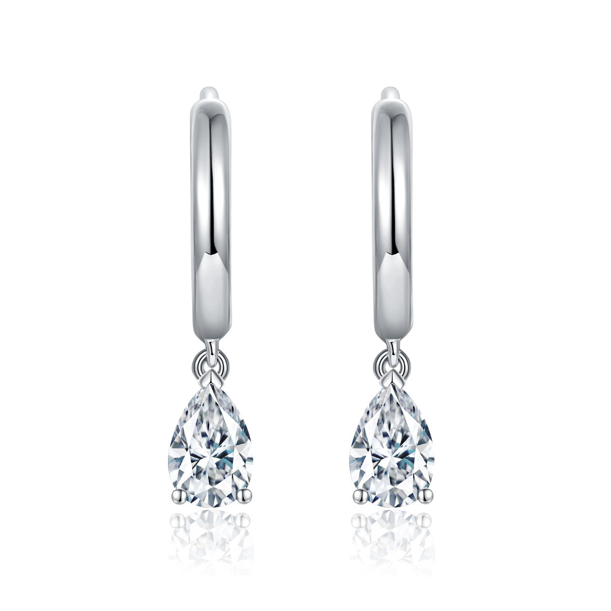 S925 Sterling Silver 18k Gold Plated Pear Cut Drop Earrings, Clear Crystal Dangle Earrings, Elegant Everyday Jewelry product image