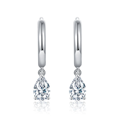 S925 Sterling Silver 18k Gold Plated Pear Cut Drop Earrings, Clear Crystal Dangle Earrings, Elegant Everyday Jewelry