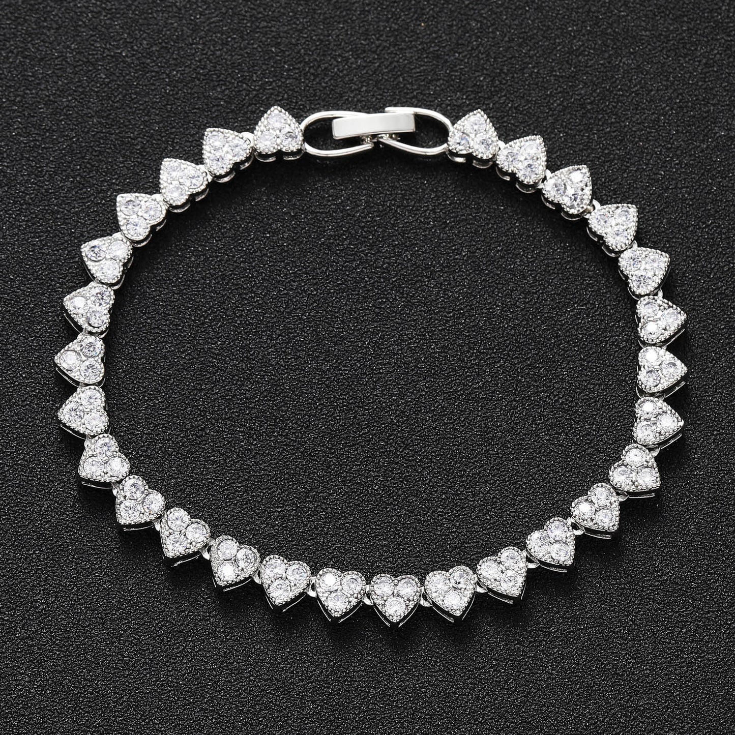 Hip Hop Minimalist Heart Tennis Chain Alloy Necklace for Men and Women