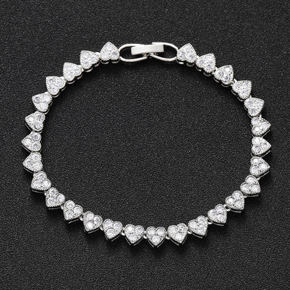 Hip Hop Minimalist Heart Tennis Chain Alloy Necklace for Men and Women