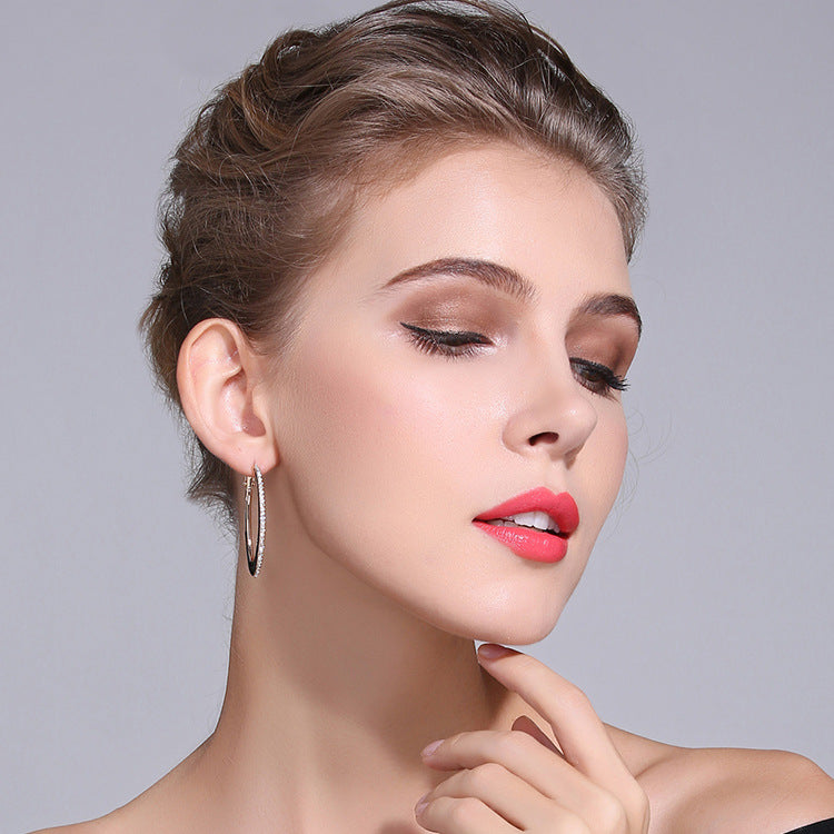 Sparkling Pave Hoop Earrings for Women, Huggie-Style Round Earrings, Everyday Shine product image