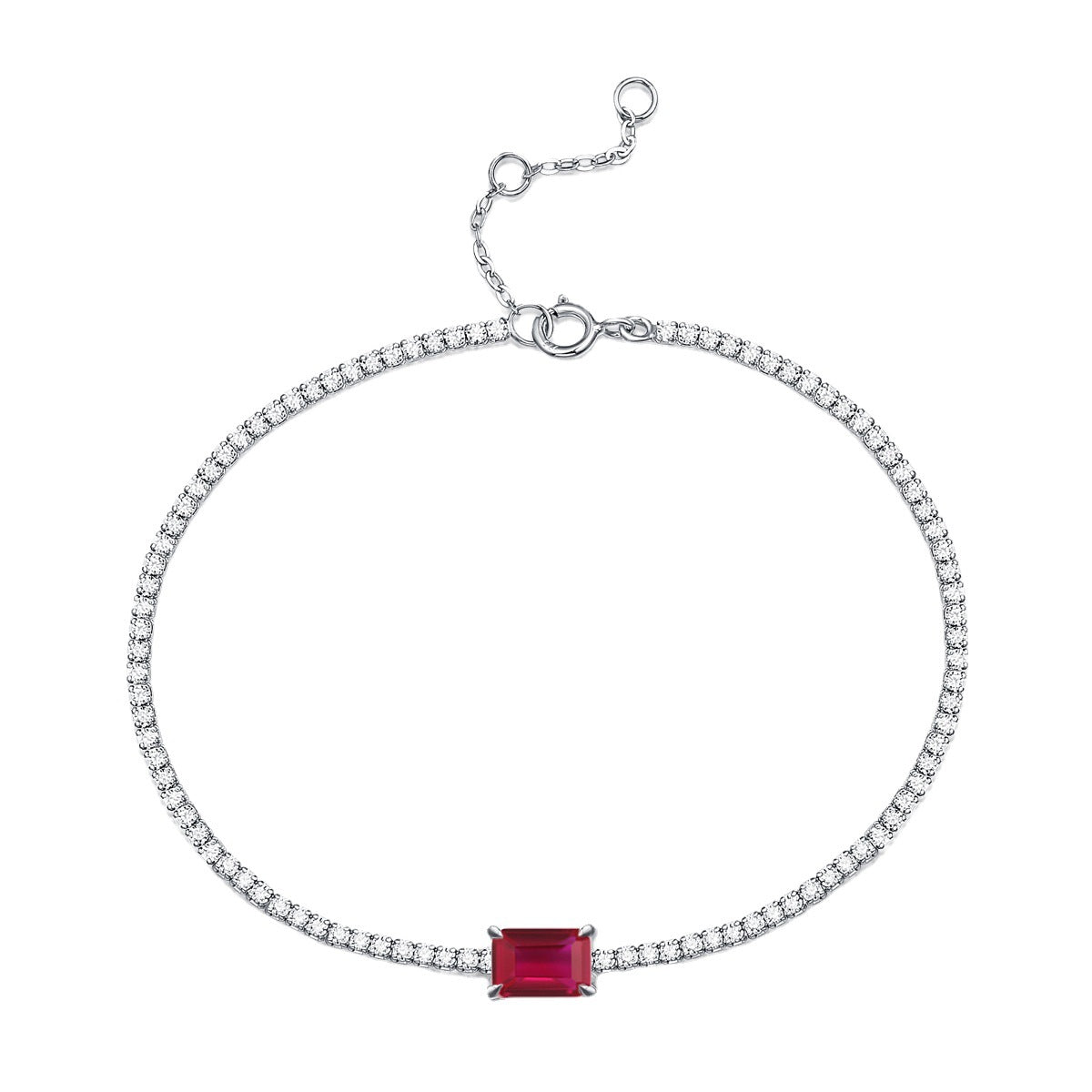 Lab-Grown Emerald Tennis Bracelet, S925 White Gold Plated Bracelet product image