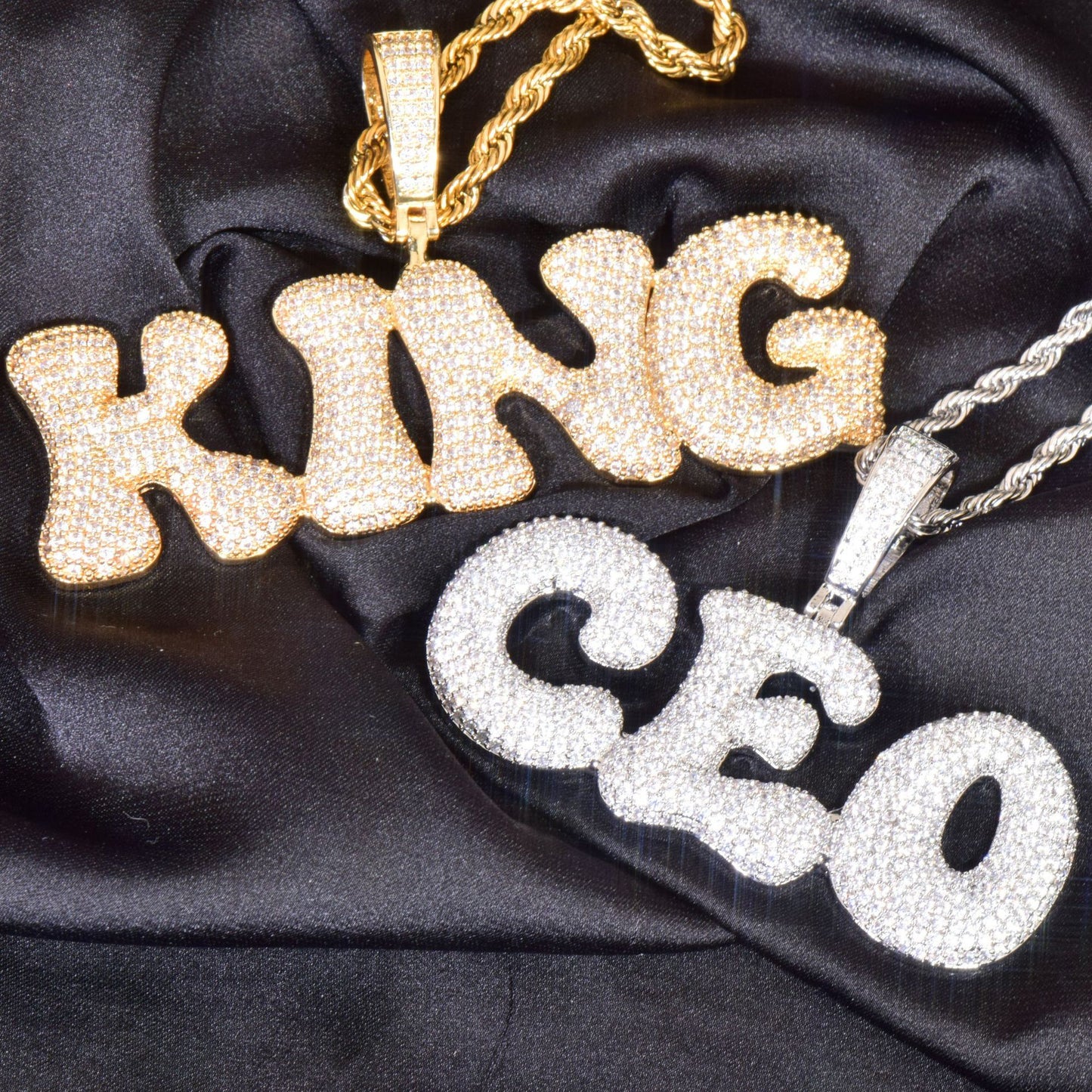 Iced Out Letter Pendant Necklace