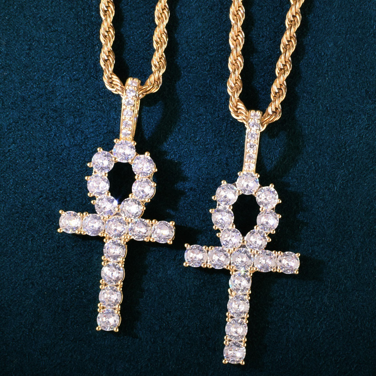 Iced Out Cross Pendant Necklace Unisex Hip Hop Statement Jewelry