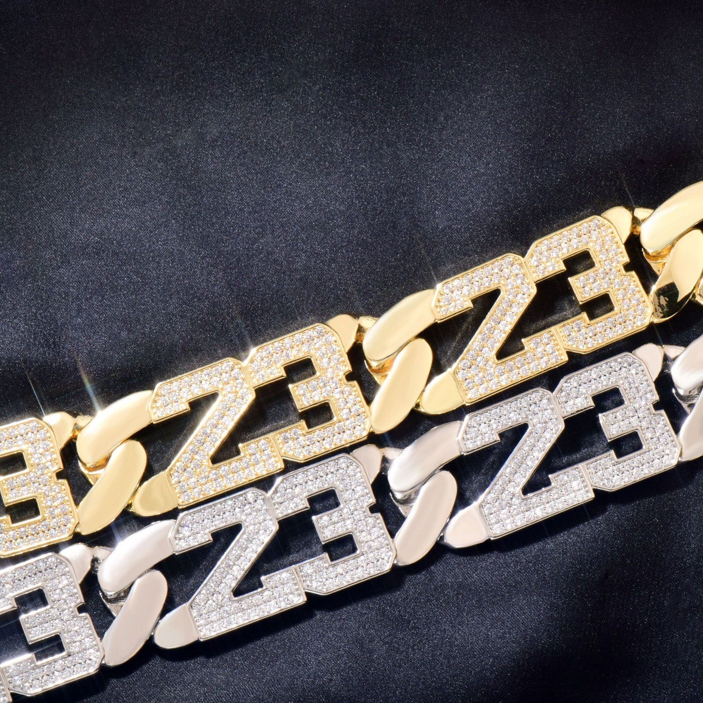 Iced Out Number Chain Necklace for Unisex