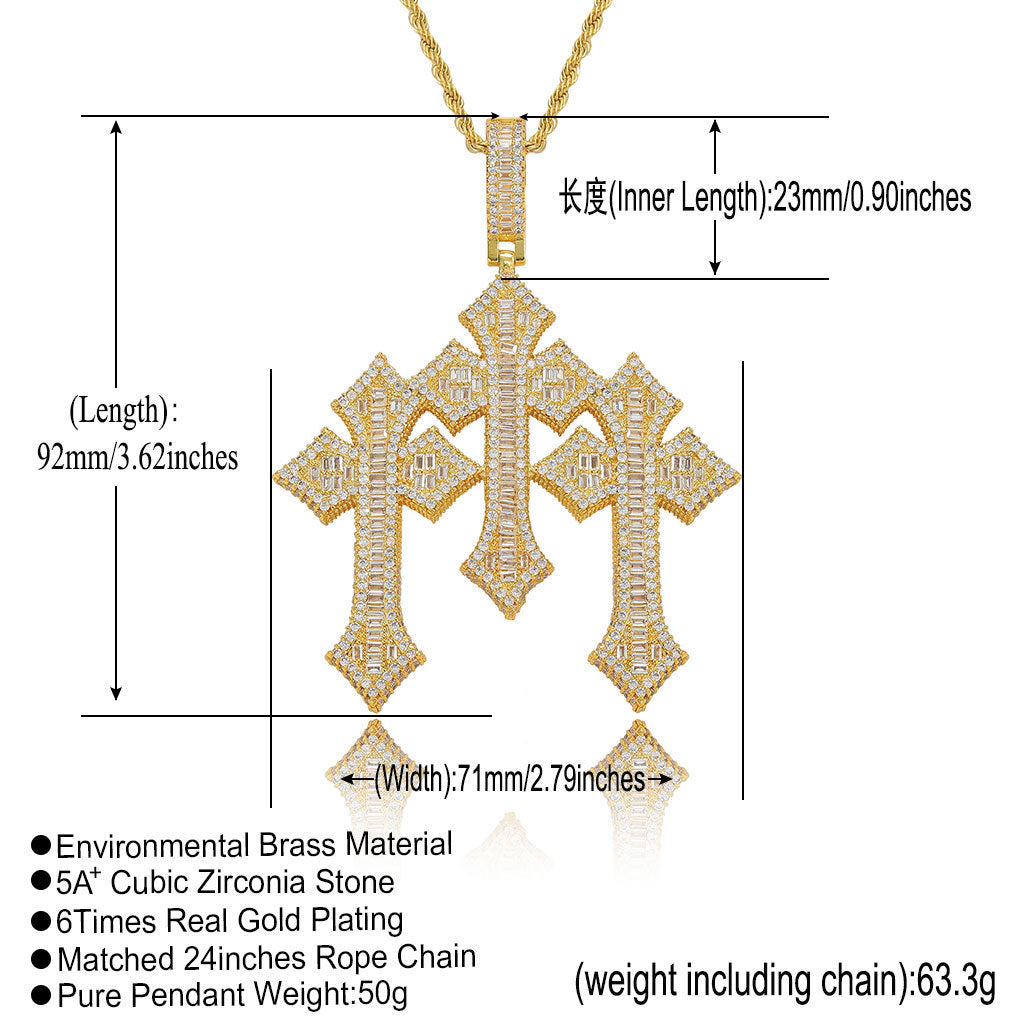 Vintage Cross Copper Pendant Necklace for Men and Women