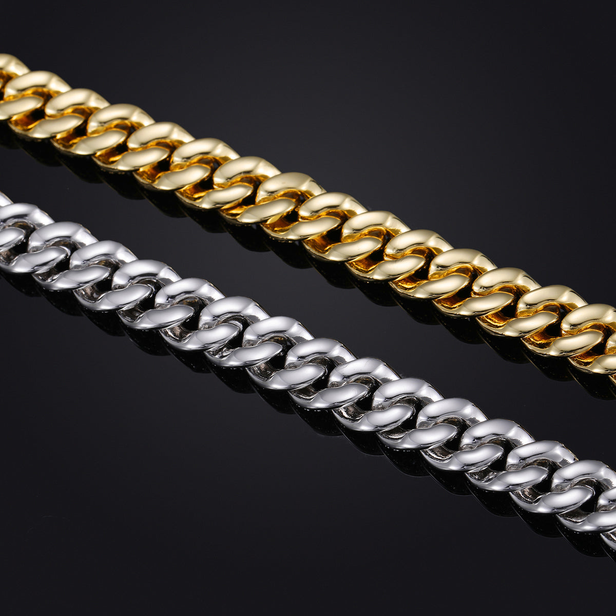 Iced Out Cuban Link Chain Necklace or Bracelet - Gold Plated Copper Jewelry with Cubic Zirconia for Men and Women product image