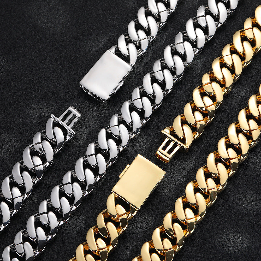 Iced Out Cuban Link Chain Necklace Bracelet, 20mm Hip Hop Cubic Zirconia Jewelry product image