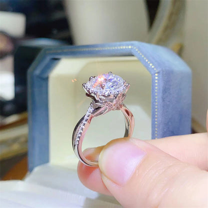 Floral Moissanite Ring for Women, 1 Carat or 2 Carat Engagement Ring, Halo Style Promise Ring