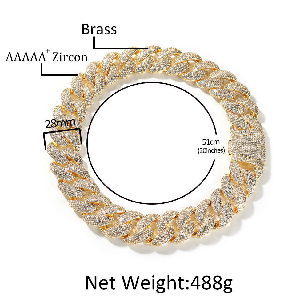 Men’s Iced Out Cuban Link Chain Necklace & Bracelet Set in Gold or Silver Tone with Cubic Zirconia