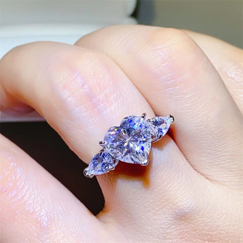 Heart Cut Moissanite Ring for Women, D Color VVS1 Engagement Ring, 1 Carat 2 Carat 3 Carat Promise Ring product image