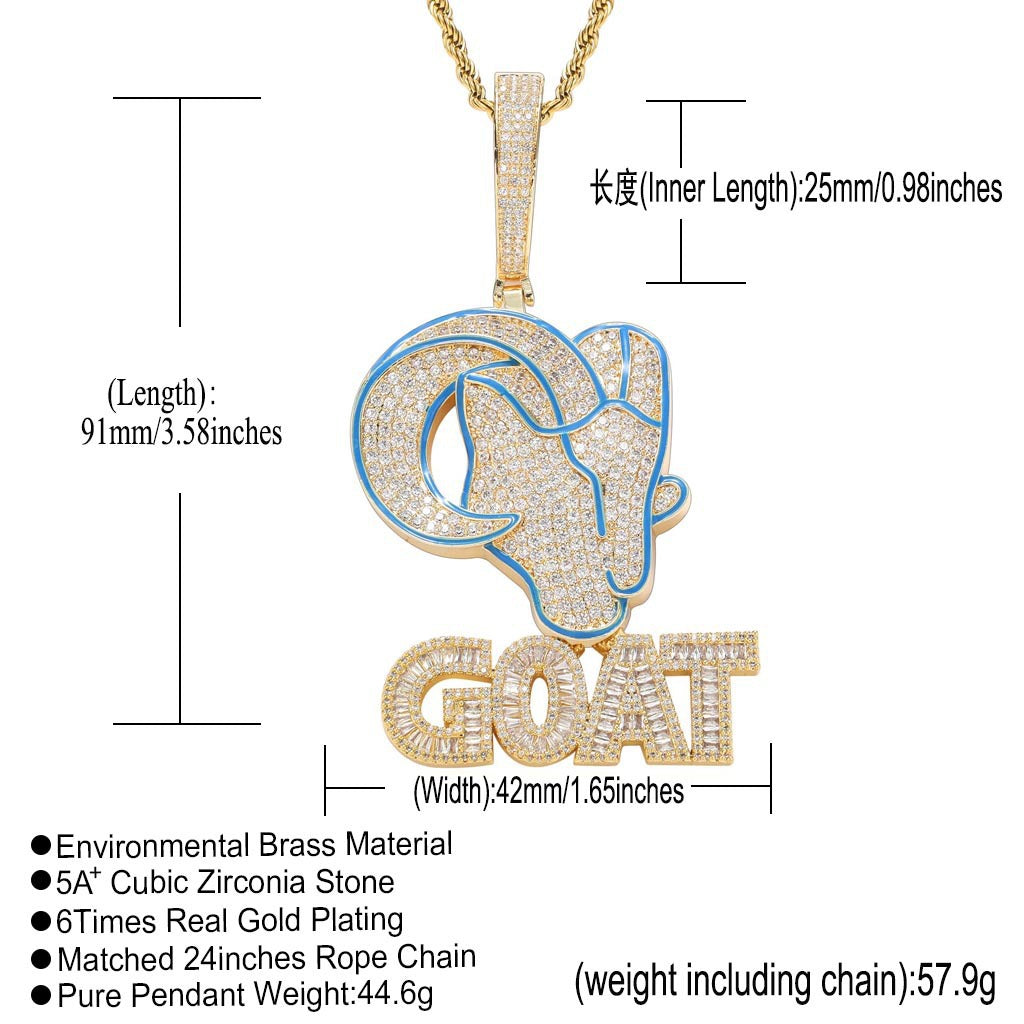 Hip Hop Letter Cubic Zirconia Pendant Necklace for Men and Women