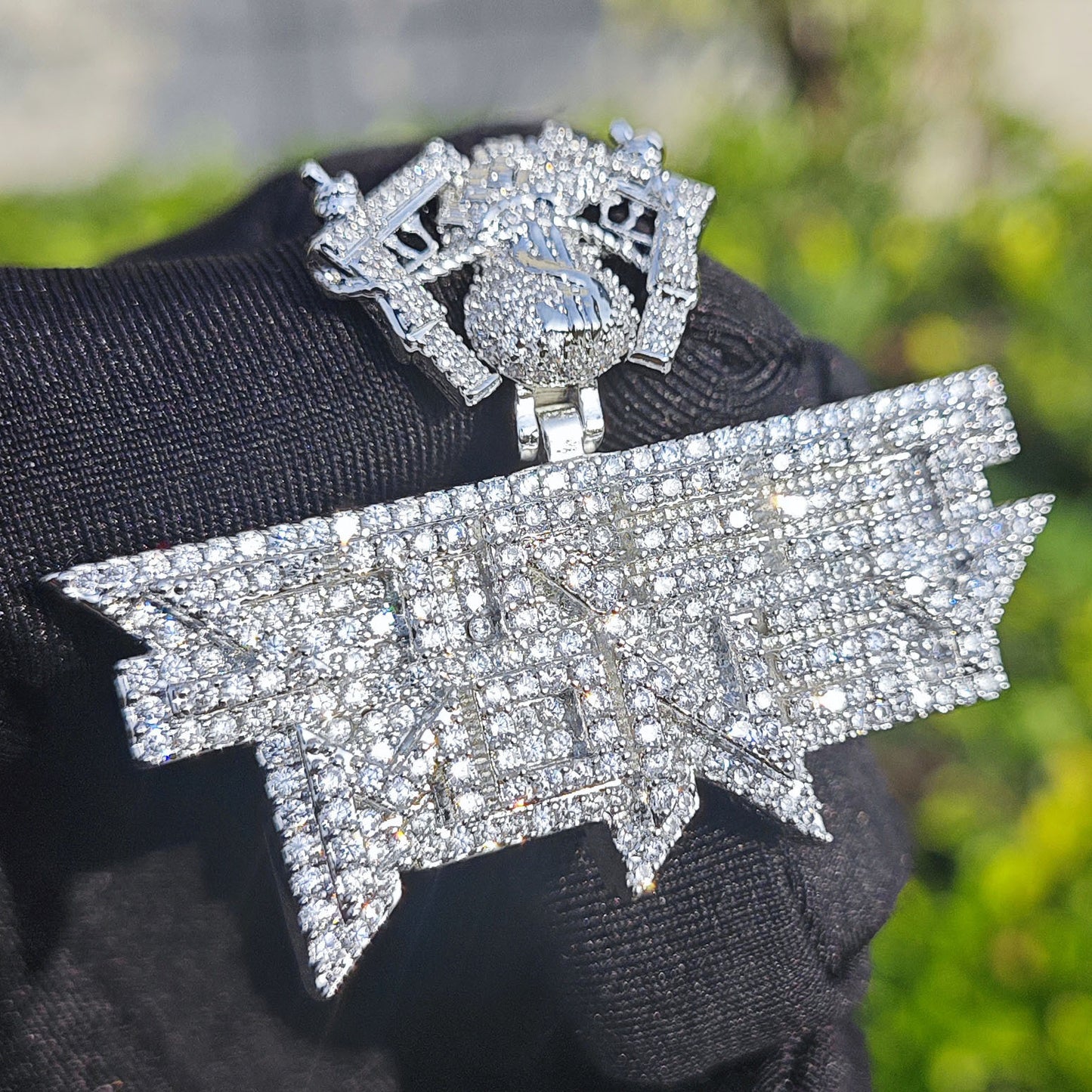 Iced Out Letter Pendant Necklace for Men Hip Hop Statement Chain