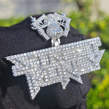 Iced Out Letter Pendant Necklace for Men Hip Hop Statement Chain