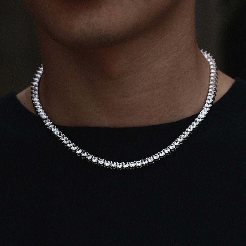 Unisex Iced Out Tennis Chain Necklace with Round Cubic Zirconia, Hip Hop Streetwear Chain product image