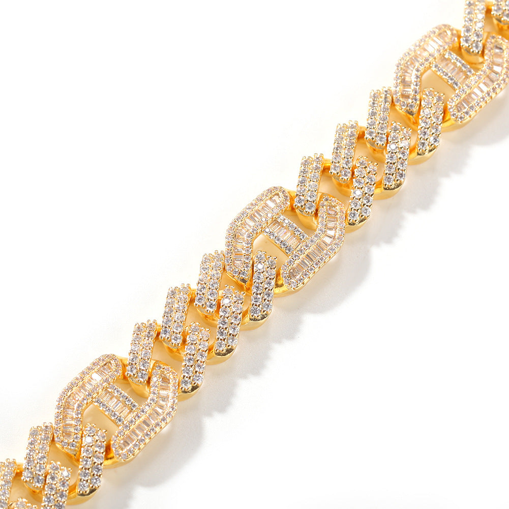 Gold Plated Cuban Link Bracelet with Cubic Zirconia for Women & Men – Hip Hop Statement Chain Bracelet