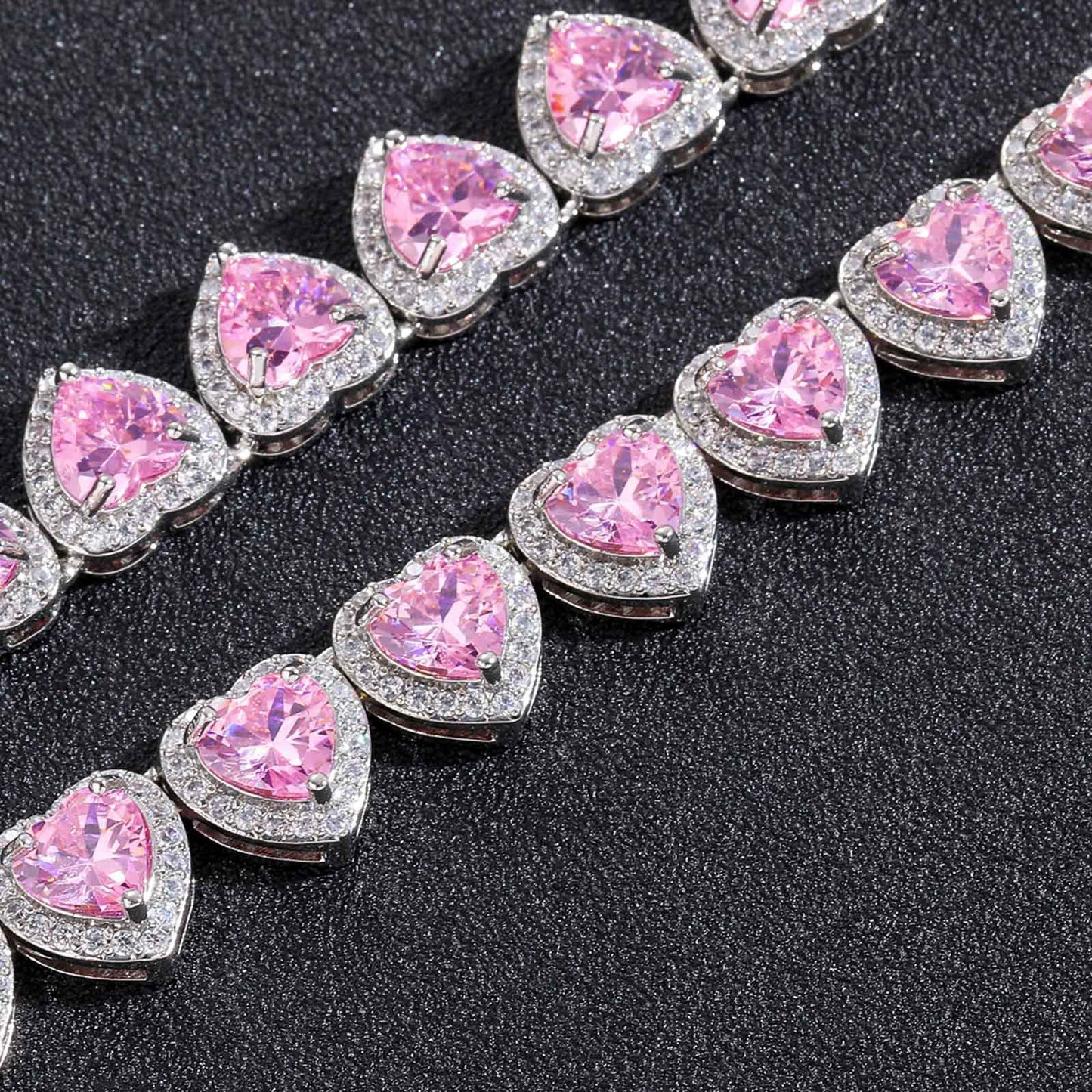 Hip Hop Heart Cubic Zirconia Necklace for Men and Women