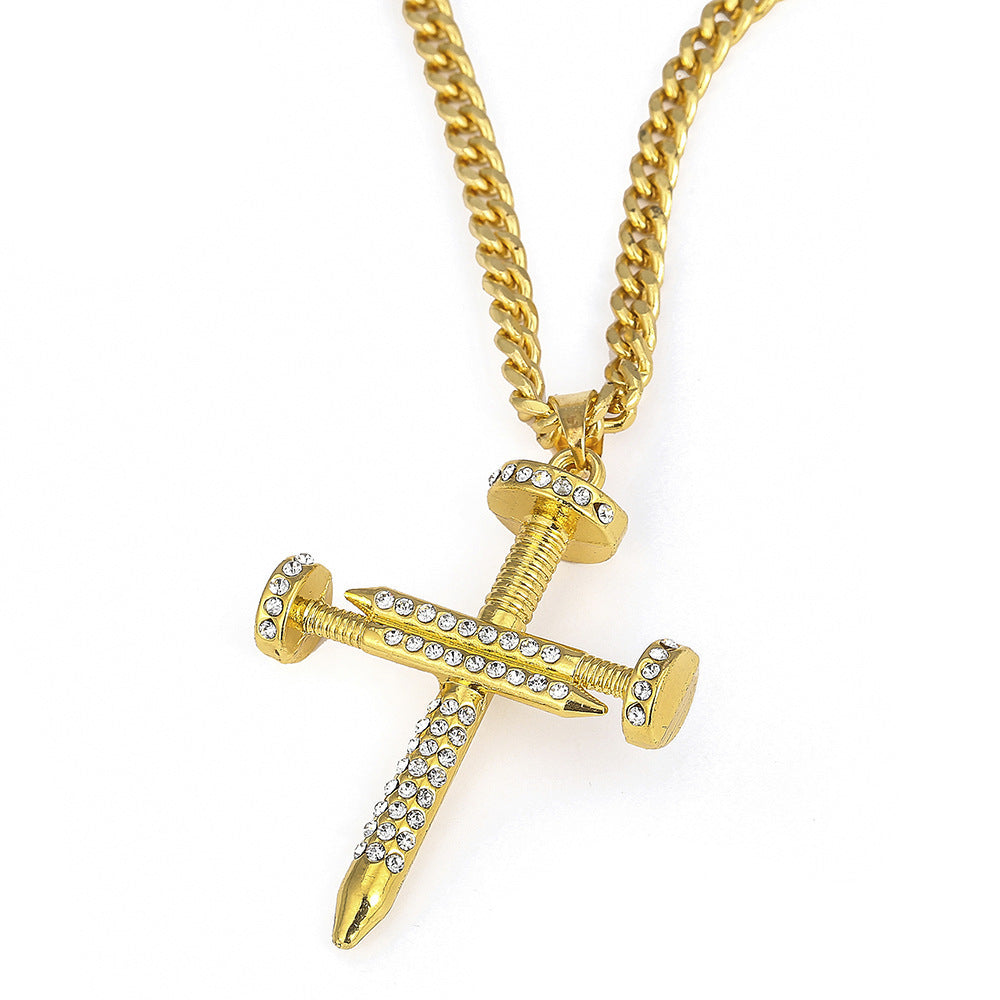 Hip Hop Vintage Eye Cubic Zirconia Pendant Necklace for Men and Women