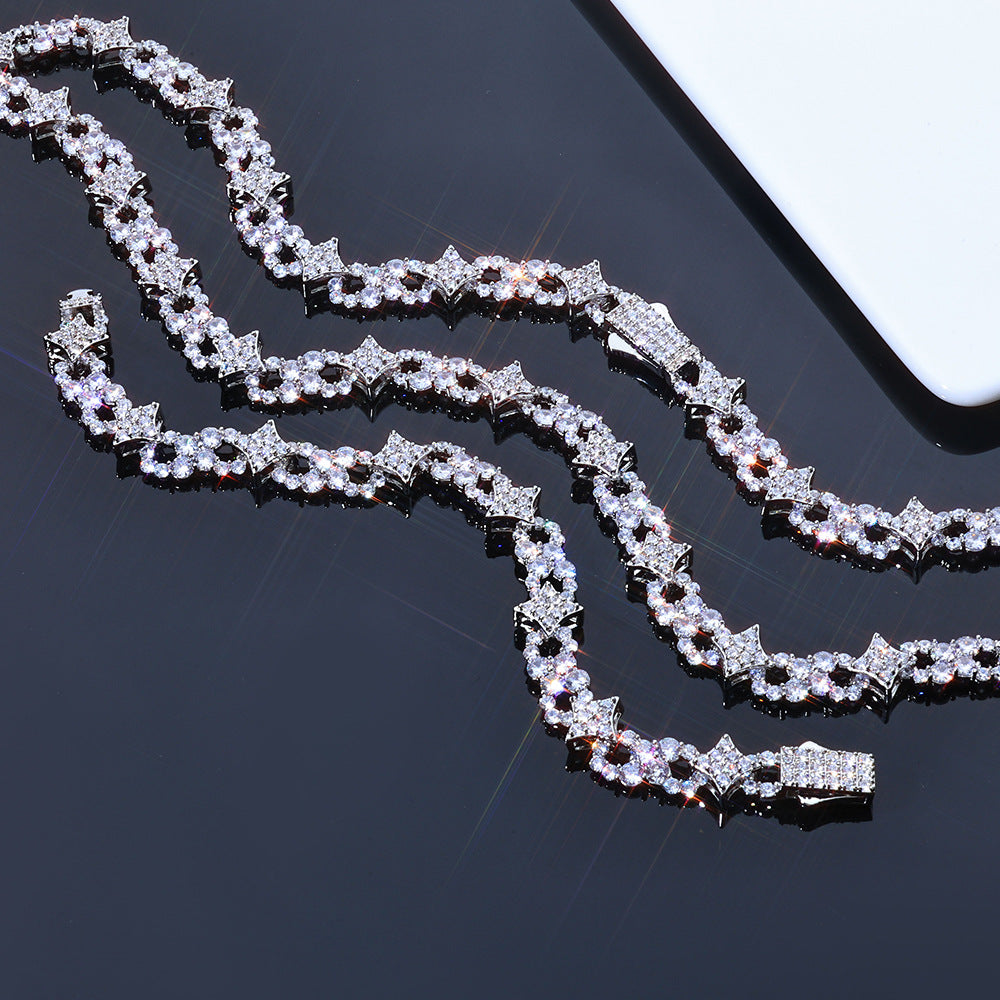 12 mm Star and Round CZ Link Copper Necklace - CHA391 product image