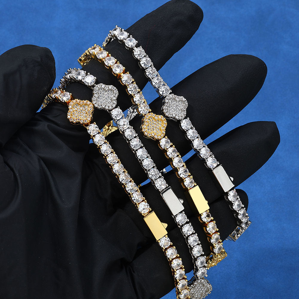 Clover CZ Tennis Copper Bracelet in Selectable Colors and Sizes - CHA306 product image