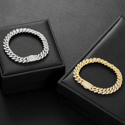 8MM Iced Out Cuban Link Chain Bracelet or Necklace, Zirconia, Unisex