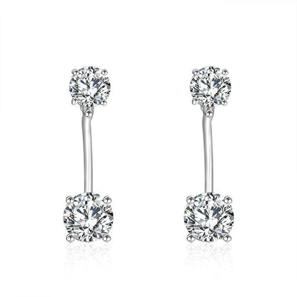 6.5mm Round Moissanite Stud Earrings, Two-Way Wear, 4-Prong S925 Silver Plated 18K Gold for Women