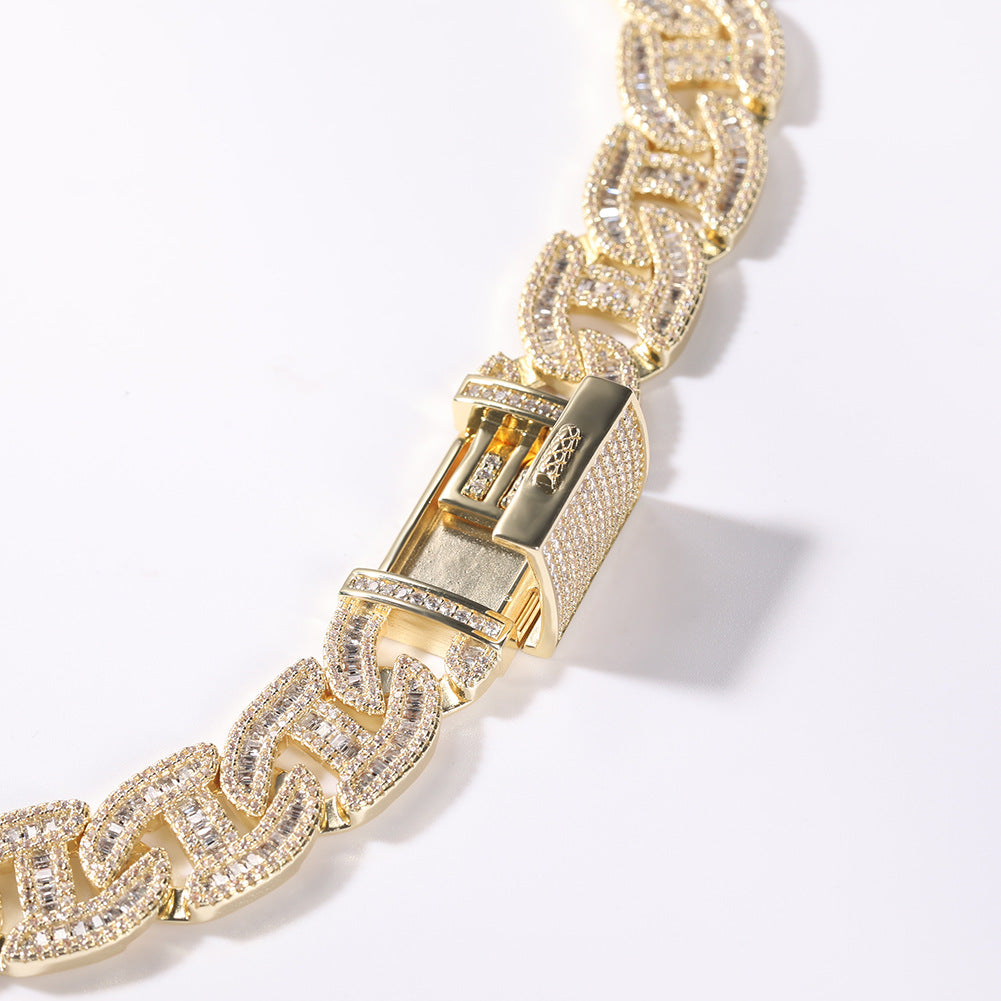 Iced Out Cuban Link Chain Necklace for Women & Men - Gold Plated or Silver Plated Cubic Zirconia Statement Pendant Chain product image