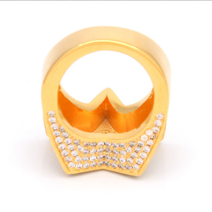 Men’s Iced Out Star Ring - Gold Plated Cubic Zirconia Statement Ring in Gold, Silver & Rose Gold