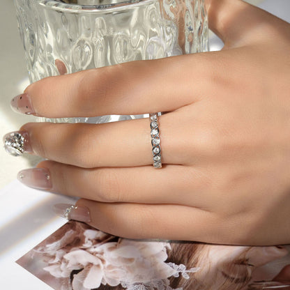 925 Silver Moissanite Twist Wave Ring, 18K Gold-Plated Stackable Band for Women
