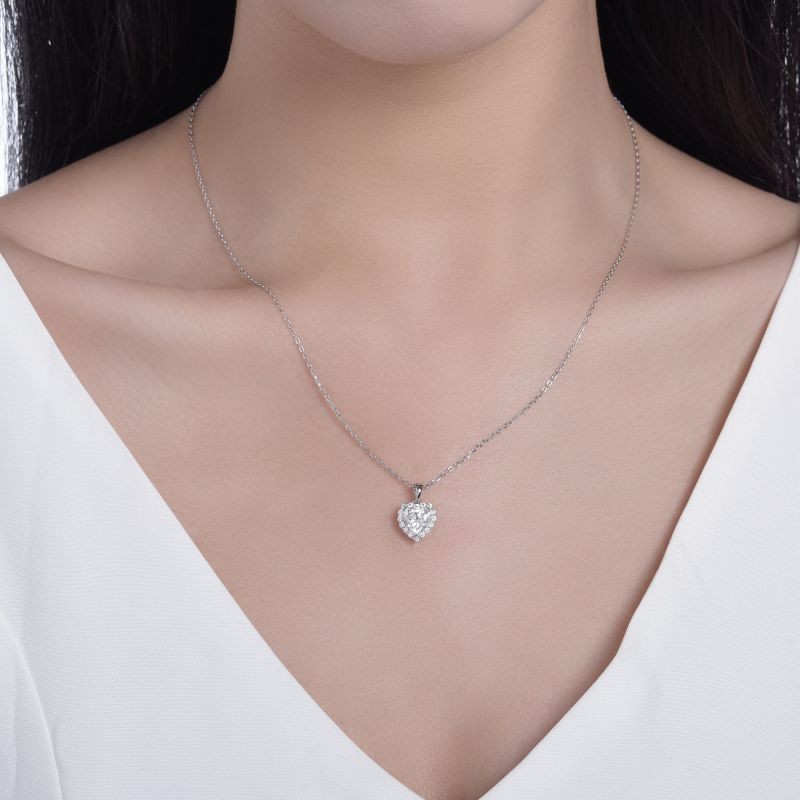Heart Moissanite Pendant Necklace, S925 Sterling Silver, 18K Gold Plated product image