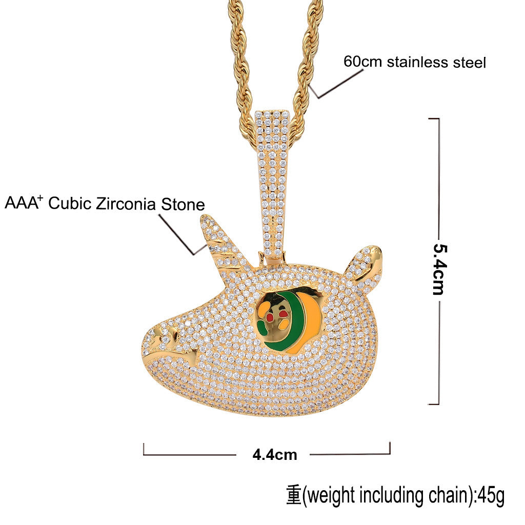Hip Hop Eye Cubic Zirconia Pendant Necklace for Men and Women