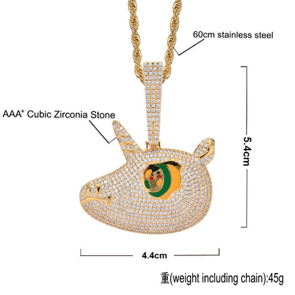 Hip Hop Eye Cubic Zirconia Pendant Necklace for Men and Women