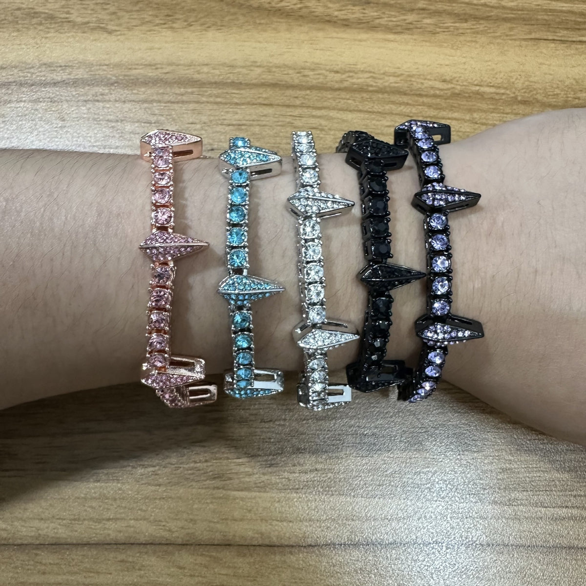 Unisex Iced Spike Tennis Bracelet - Silver Plated Alloy Statement Chain Bracelet product image