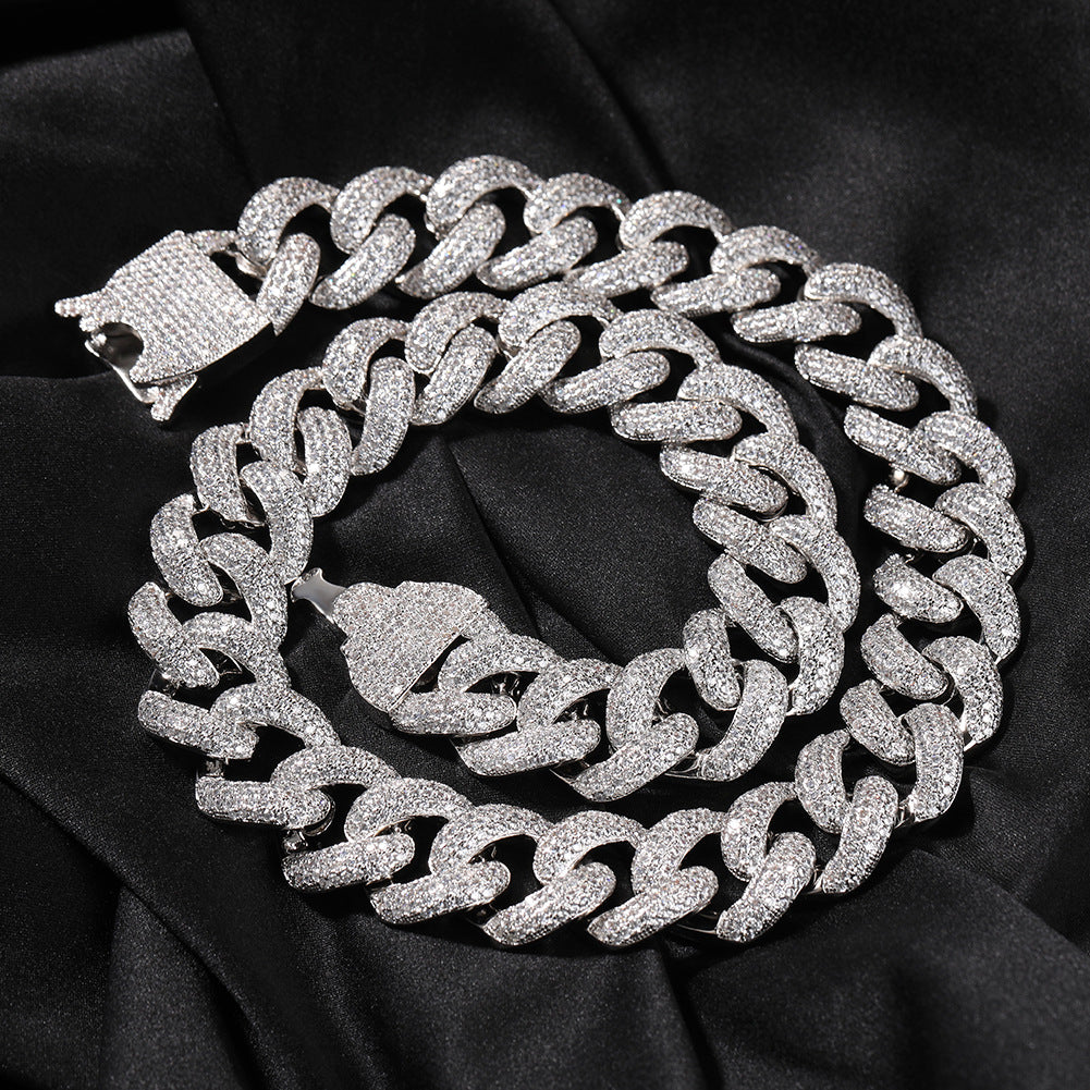 Iced Out Cuban Link Chain Bracelet Necklace for Women Men, Gold Plated or Silver Plated Statement Hip Hop Jewelry