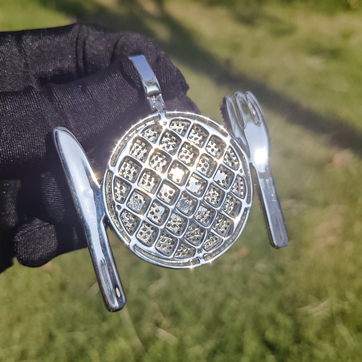 Iced Out Dinner Plate Pendant Necklace product image