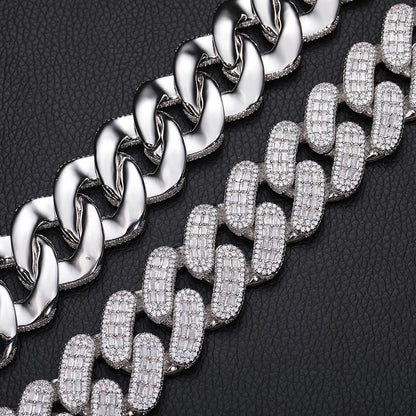 Iced Out Cuban Link Chain Necklace Bracelet - Geometric Round Cut Cubic Zirconia Hip Hop Jewelry for Men and Women