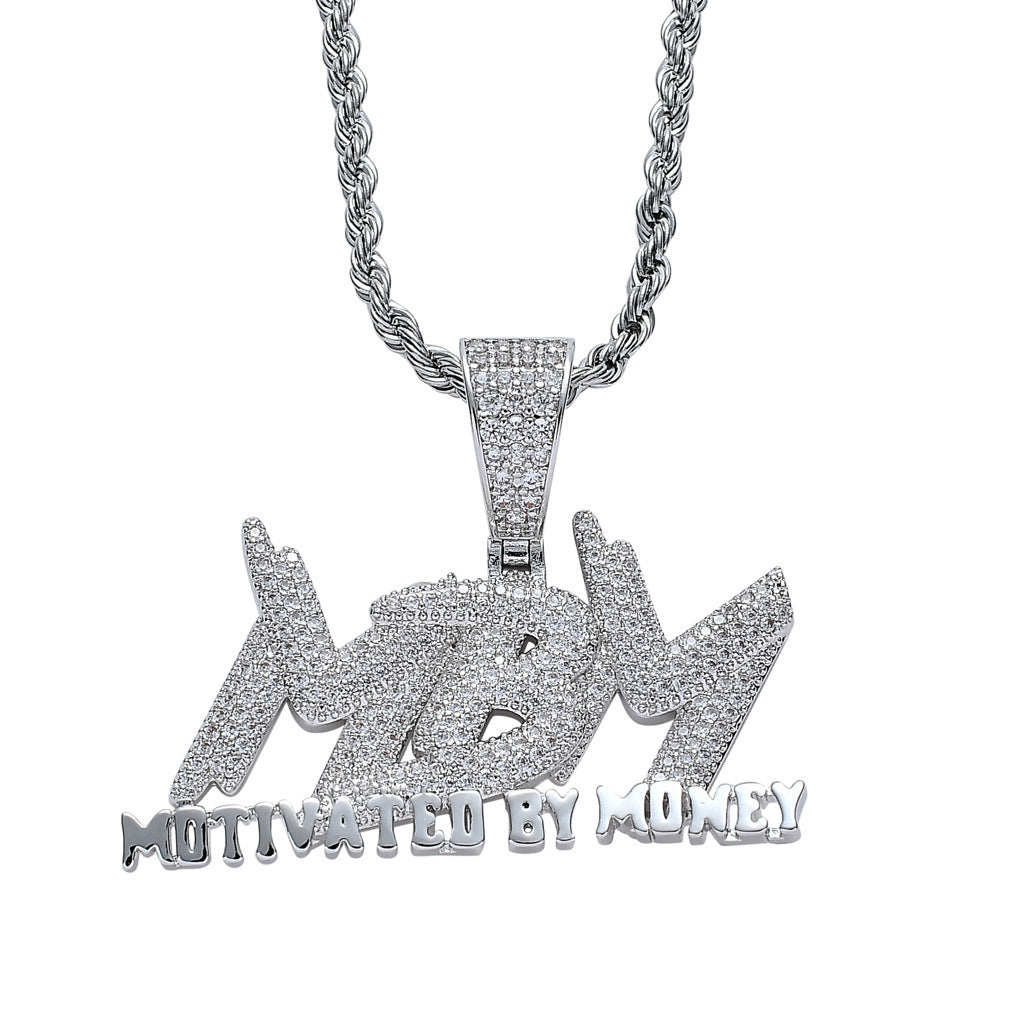 Hip Hop Minimalist Letter Copper Pendant Necklace for Men and Women