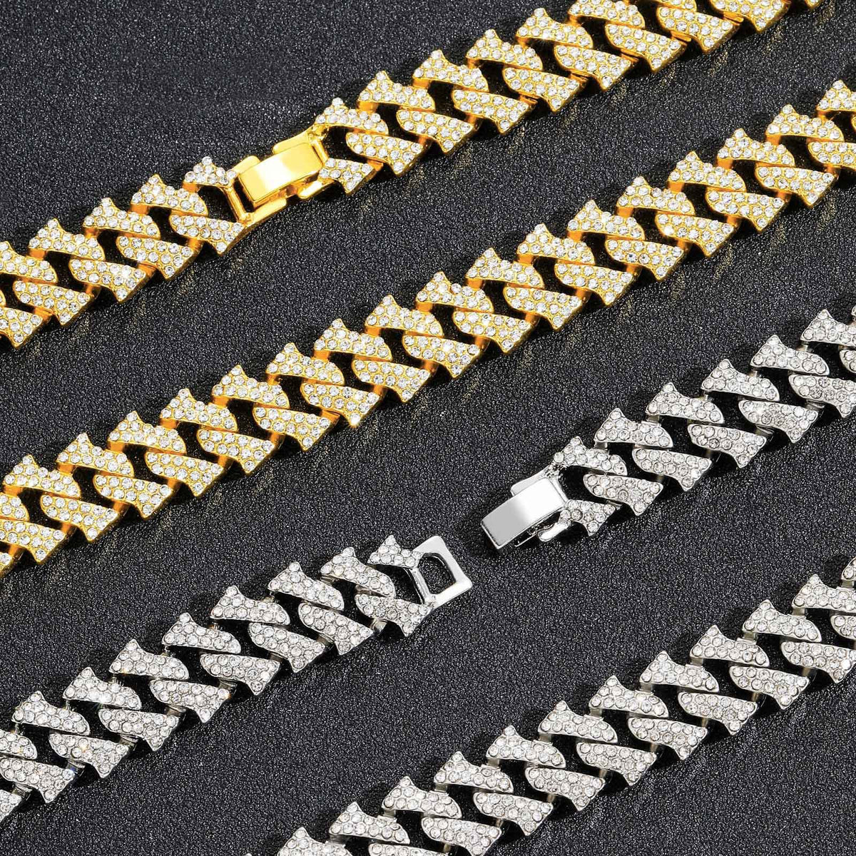 Hip Hop Diamond Shape Cuban Link Thorn Alloy Bracelet for Men product image